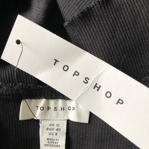 Topshop Black Ribbed Crop Top Lettuce Hem Size US 8 - Picture 5 of 5